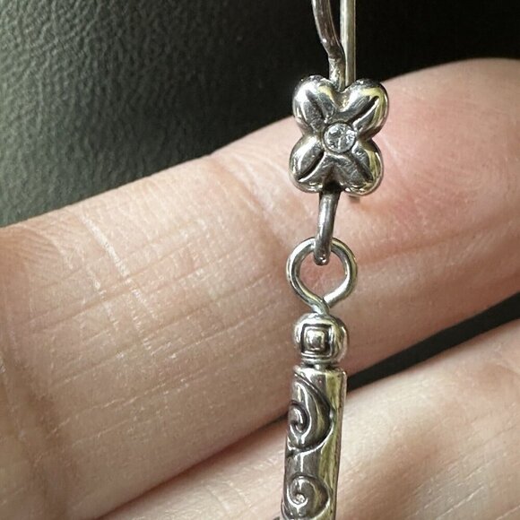 VTG Dangle Earrings Silver Tone Metal Geometric‎ Floral Rhinestone Fashion Retro - Picture 2 of 5